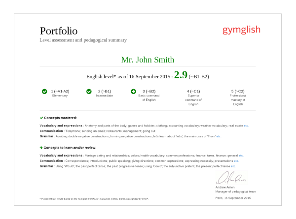 Portfolio Gymglish